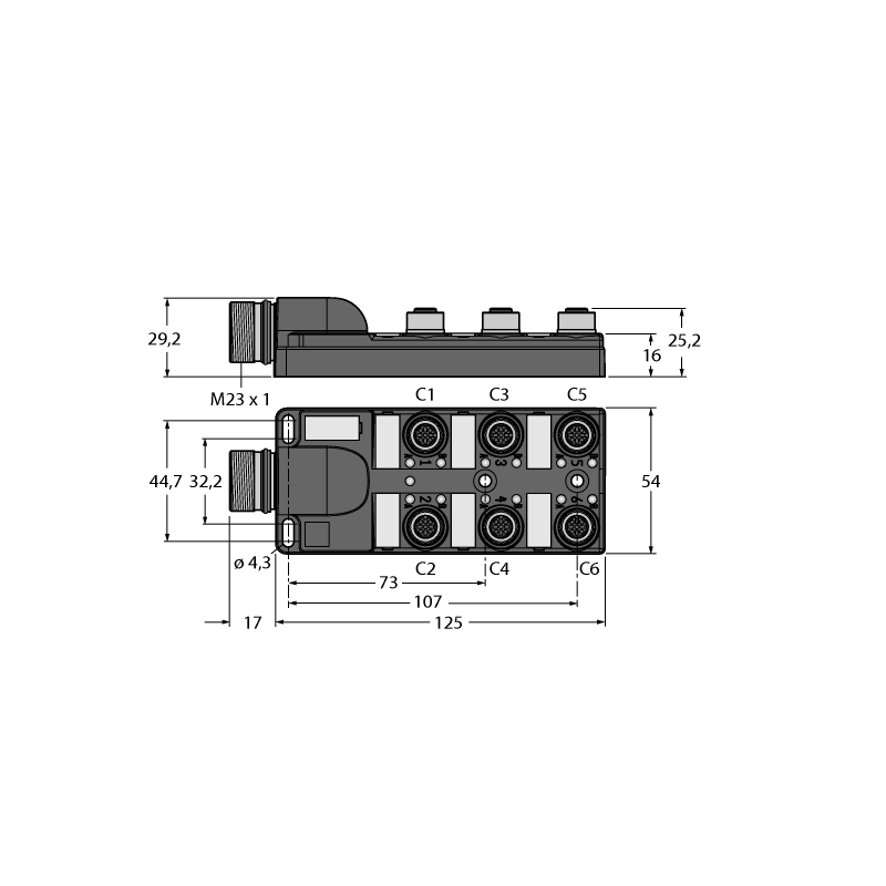 Коробка распределительная, пассивная, M12x1 Turck TB-6M12-4-CS12H 