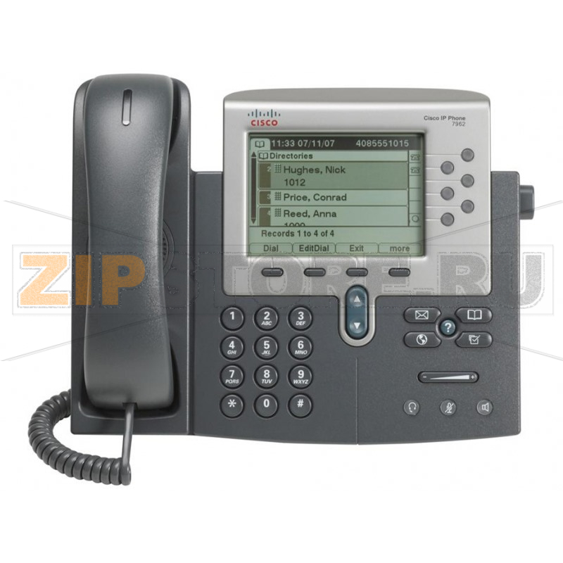 IP-телефон 48 В/DC, 2xFE (PoE), 6 линий, SIP/SCCP, 320x222 пкс, RJ-9 Cisco CP-7962G 
