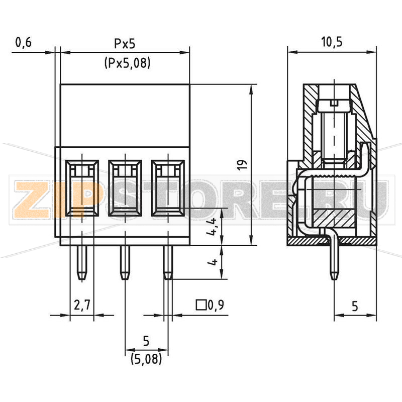 Клемма, зеленая, 1 шт PTR AK700/2-5.08 -V 