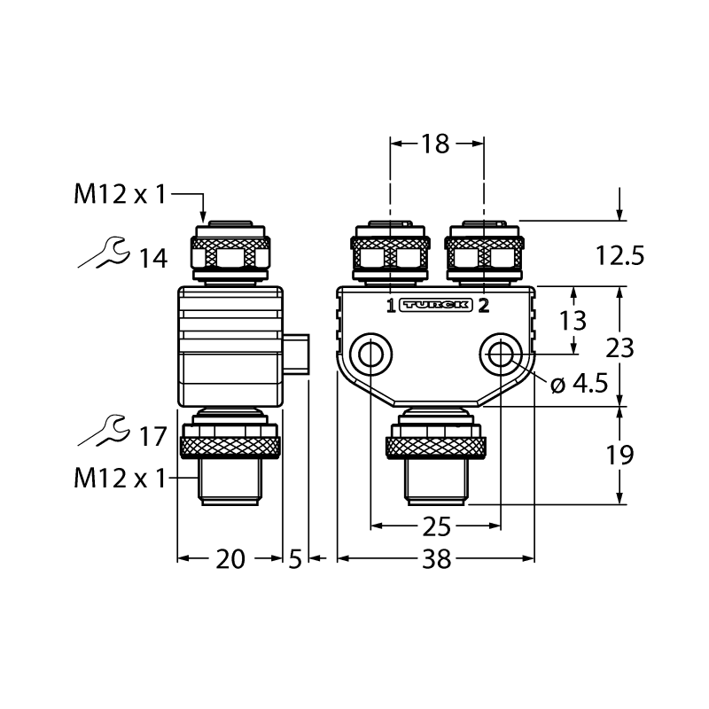 Разветвитель 2-х канальный Turck VB2-FSM5-2FKM4.4/S2087 