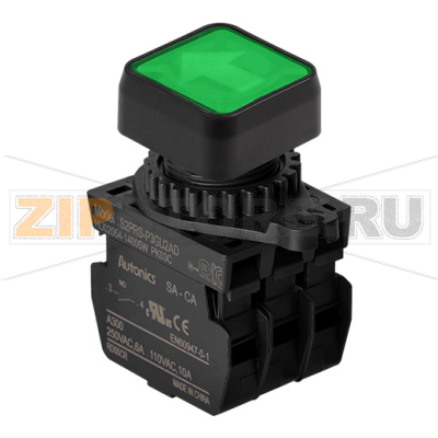Выключатель кнопочный, Ø отверстия: 22/25 мм Autonics S2PRS-P3GU2AL 