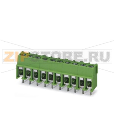 Клеммы для печатного монтажа Phoenix Contact PT 2,5/12-5,0-H Номинальный ток: 32 А, Номинальное напряжение: 400 В, Размер шага: 5 мм, Полюсов: 12, Тип подключения: Винтовые зажимы, Монтаж: пайка, Направление подключения, проводник / печатная плата: 0 °, Цвет: зеленый, При использовании кабельных наконечников напряжение 250 В достигается только для категории перенапряжения / степени загрязнения II/2.Минимальный заказ: 50 шт.Упаковка: 50 шт.