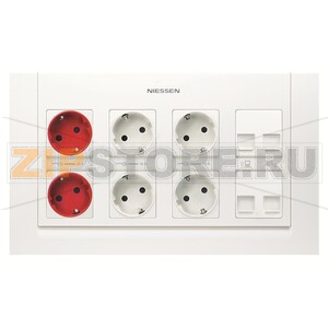 Блок розеток в сборе на 4 двойных адаптера ABB 2CLA110000T1001 