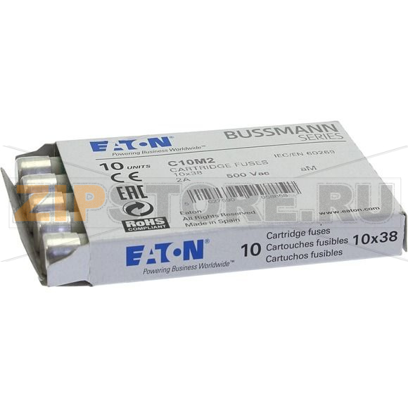 Предохранитель, 2 A, AC 500 В, 120 кА, 10x38 мм, aM, IEC Eaton CYLINDRICAL FUSE 10x38 2A AM 500 
