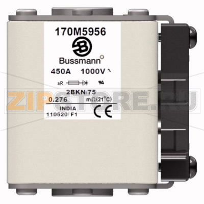 Предохранитель, 450 A, AC 1000 В, 150 кА, size 2, 59x77x75 мм, aR, IEC UL Eaton FUSE 450A 1000 