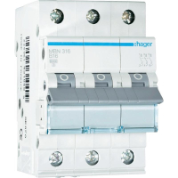 Выключатель автоматический 3-полюсной, 16 А Hager MBN316