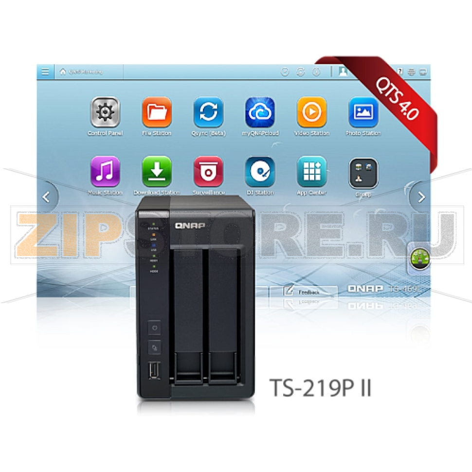 Накопитель сетевой QNAP TS-219P-II 