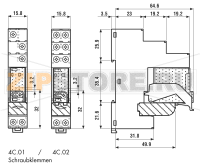 Модуль реле интерфейсный 24 V (DC), 16 A Finder 4C.01.9.024.4050 