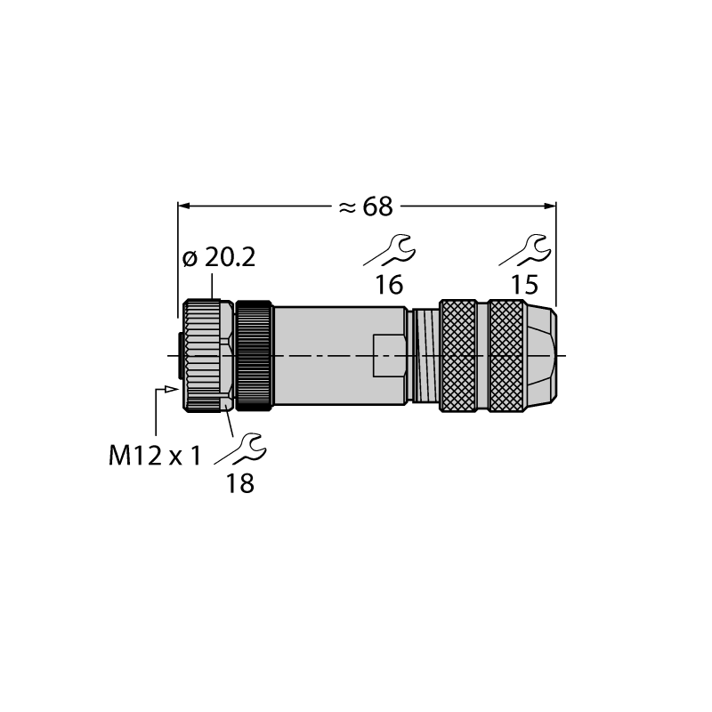 Разъем разборный Turck FW-M12KU5W-G-ZF-ME-SH-9 