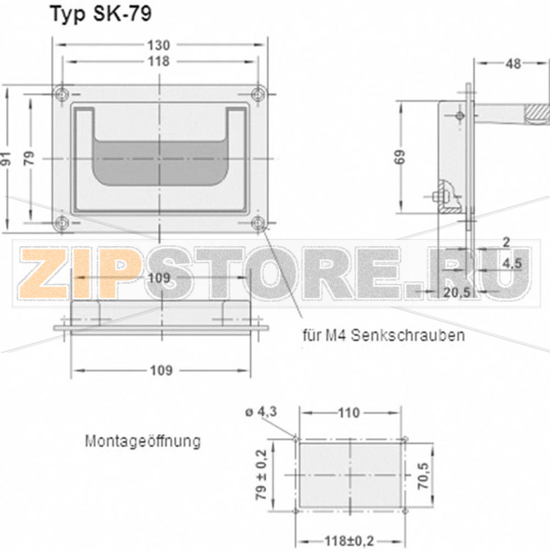Ручка складная, черная, 130х20.5х91 мм, 1 шт Rohde SK-79.R118.9005 