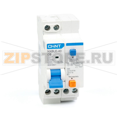 Дифавтомат 6 А, 10 мА, 4.5 кА Chint NXBLE-40 