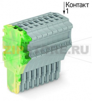 1-проводниковая розетка; 1,5; 10-пол.; 1,50 mm; желто-зеленые,серые Wago 2020-110/000-037