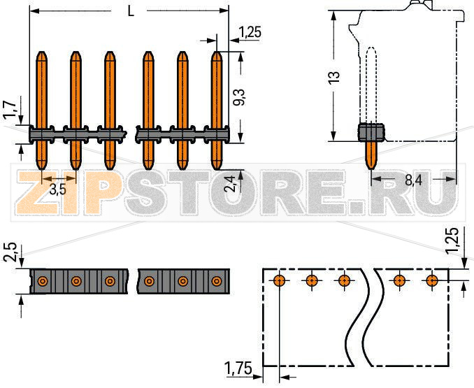 Solder pin strip; 1.0 mm O solder pin; straight; Pin spacing 3.5 mm; 12-pole; black Wago 2091-1712/200-000 Lotstiftleisten mit geraden und abgewinkelten Lotstiften fur rechtwinklige und parallele Steckrichtung zur LeiterplattePolverlustfreies Aneinanderreihen von mehreren Federleisten in einer Lotstiftleiste zur Trennung von Funktionen moglich...