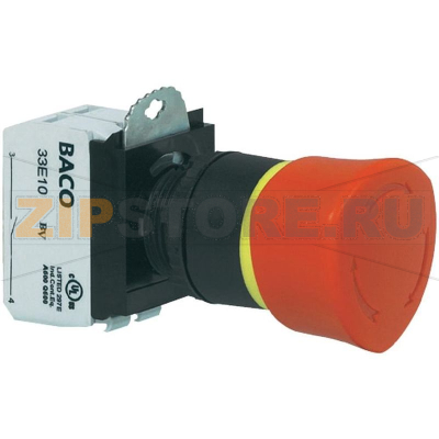 Кнопка аварийной остановки, черная, красная, 1 шт Baco L22ER01D 