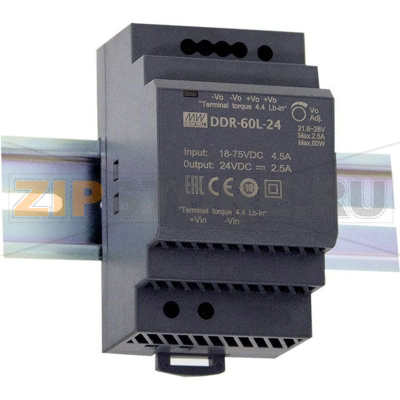 Преобразователь DC/DC на DIN-рейку, 5 В/DC, 12 А, 60 Вт Mean Well DDR-60L-5 