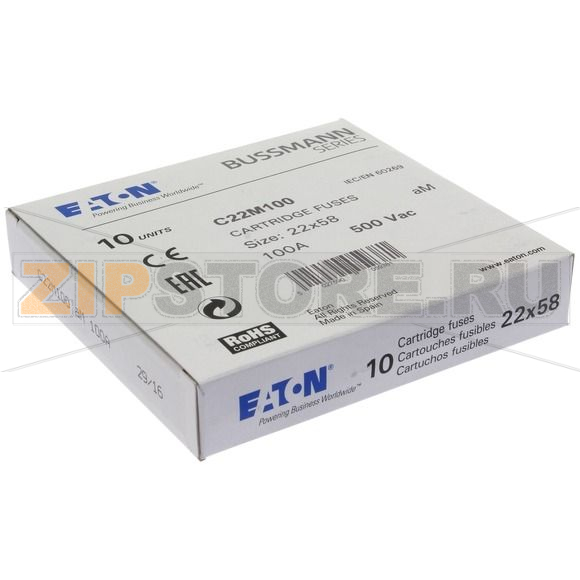 Предохранитель, 100 A, AC 500 В, 120 кА, 22x58 мм, aM, IEC Eaton CYLINDRICAL FUSE 22x58 100A AM 