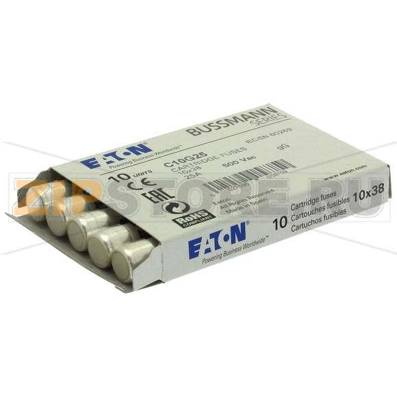 Предохранитель, 25 A, AC 500 В, 120 кА, 10x38 мм, gL/gG, IEC Eaton CYLINDRICAL FUSE 10x38 25A G 