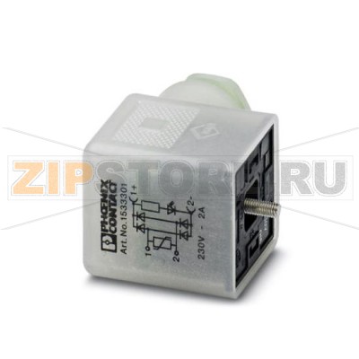Штекер для электромагнитного клапана Phoenix Contact SACC-V-3CON-PG9/A-GVL 200/240 3-контактный, тип А, 1 светодиодный индикатор, с защитной схемой и выпрямителем, резьбовое соединение, кабельный ввод Pg9.Минимальный заказ: 1 шт.Упаковка: 1 шт.