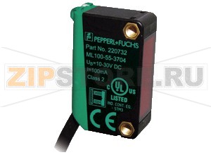 Рефлекторный датчик Retroreflective sensor ML100-55-3704 Pepperl+Fuchs Описание оборудованияRetroreflective sensor with polarization filter, plastic housing, 5 m detection range, red light, sensitivity adjuster, light/dark on, DC version, PNP output, fixed cable with Stocko plug
