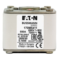 Предохранитель, 550 A, AC 690 В, size 2, 61x77x51 мм, aR, IEC UL, M10 Eaton FUSE 550A 690V 2BN