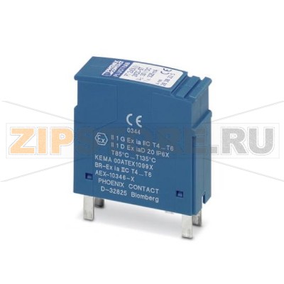 Защитный штекер РТ Phoenix Contact PT 2XEX(I)-24DC-ST со схемой защиты для двух 2-проводных сигнальных цепей Ex i без потенциала земли. Номинальное напряжение 24 В пост. тока.Минимальный заказ: 10 шт.Упаковка: 10 шт.