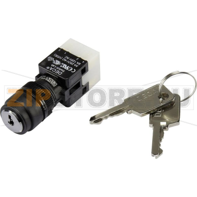 Переключатель ключевой 250 В/AC, 5 А, 1 x вкл/выкл/вкл, 2x90°, 1 шт DECA ADA16K6-AR0-CH 