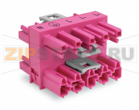 3-way distribution connector; 5-pole; Cod. B; 1 input; 3 outputs; pink Wago 770-1746/080-000