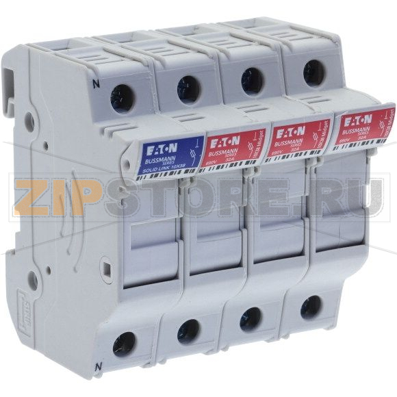 Держатель предохранителя, 30 A, AC 600 В, 10x38 мм, 3P + N, UL, IEC Eaton 3P&Neutral 30A 600V MFH 