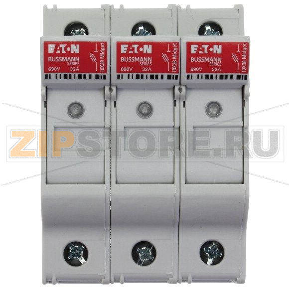 Держатель предохранителя, 30 A, AC 600 В, 10x38 мм, 3P + N, UL, IEC Eaton 3P&Neutral 30A 600V MFH 