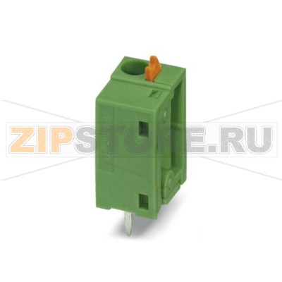 Клеммы для печатного монтажа Phoenix Contact FFKDSA1/V2-7,62 Номинальный ток: 15 А, Номинальное напряжение: 320 В, Размер шага: 7,62 мм, Полюсов: 1, Тип подключения: Пружинный зажим, Монтаж: пайка, Направление подключения, проводник / печатная плата: 90 °, Цвет: зеленый, Возможна установка в ряд модулей с различным количеством полюсов (контактов)!.Минимальный заказ: 50 шт.Упаковка: 50 шт.