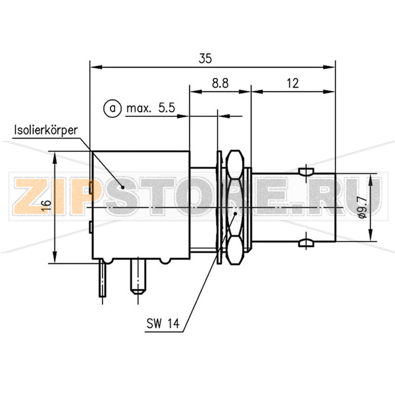 Разъем BNC, 50 Ом, 1 шт Telegärtner J01001A0038 