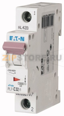 Выключатель автоматический 32А, кривая откл. D, 1 полюс, откл. способ. 10 кА Eaton PL7-D32/1 
