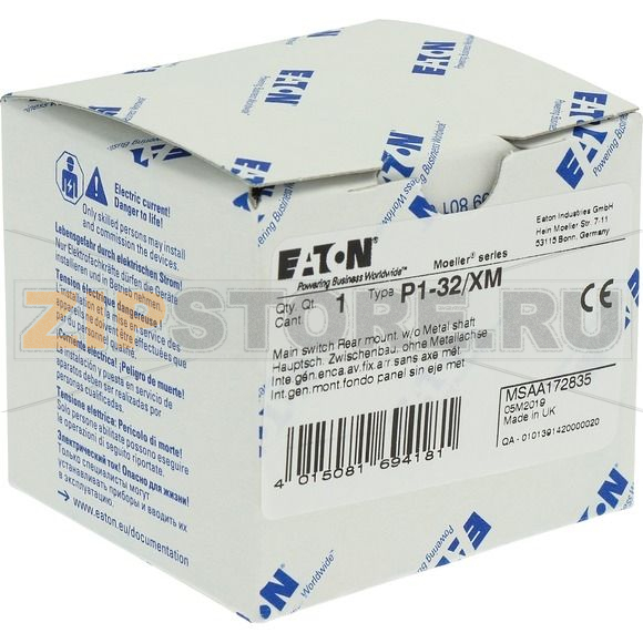 Выключатели главные, P1, 32 A, промежуточный монтаж, 3-полюсн Eaton P1-32/XM 