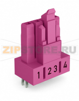 Розетка для печатных плат; прямые; 4-пол.; Код. B; розовые Wago 890-884