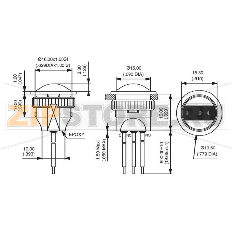 Кнопка 24 В/DC, 2 А, 1 x выкл/вкл, без фиксации, IP67, 1 шт APEM IAR3F1600 