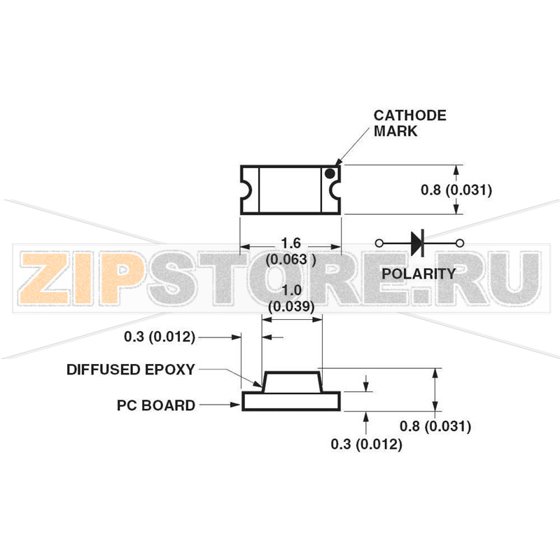Светодиод 8 мкд, SMD, 0603, желтый, 170°, 20 мА, 2.1 В Avago Technologies HSMY-C190 