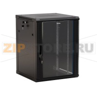 Hyperline TWB-1545-GP-RAL9004 Шкаф настенный 19-дюймовый (19'), 15U, 775x600х450мм, стеклянная дверь с перфорацией по бокам, ручка с замком, цвет черный (RAL 9004) (разобранный)