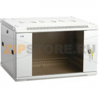 настенный шкаф Linea W, 12U, 600х450мм, стеклянная передняя дверь, боковая панель съёмная с замком, ввод кабеля сверху и снизу, максимальная статическая нагрузка: 60кг, серый (RAL7035)