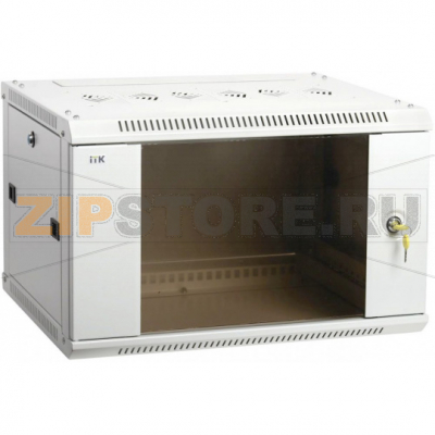 настенный шкаф Linea W, 12U, 600х450мм, стеклянная передняя дверь, боковая панель съёмная с замком, ввод кабеля сверху и снизу, максимальная статическая нагрузка: 60кг, серый (RAL7035) 