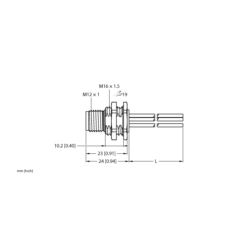 Разъем фланцевый M12 (папа) Turck FSFD54PL-0.5/M16 
