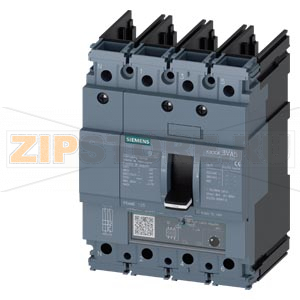 Автоматический выключатель 3VA5 UL frame 125 breaking capacity class H 65kA @ 480V 4-pole, line protection TM230, FTAM, In=100A overload protection Ir=100A fixed short-circuit protection Ii=5.. .10 x In N conductor unprotected without connection Siemens 3 