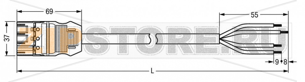 pre-assembled connecting cable; Cca; Plug/open-ended; 4-pole; Cod. A; 3 m; 1,50 mm; black Wago 771-9394/266-301 Protected against mismating and maintenance-freeAdditional variable coding is possible....