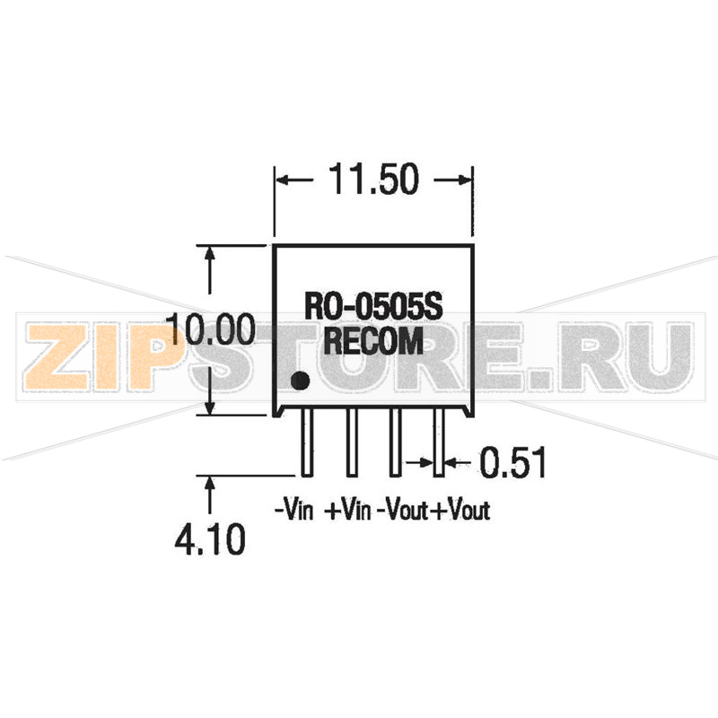 Преобразователь DC/DC, печатный монтаж, 5 В/DC, 15 В/DC, 66 mA, 1 Вт Recom RO-0515S 
