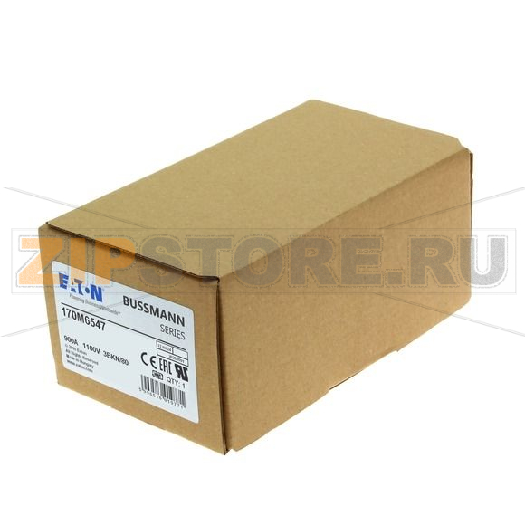 Предохранитель, 900 A, AC 1100 В, 200 кА, size 3, 76x92x83 мм, aR, IEC UL Eaton FUSE 900A 1100 