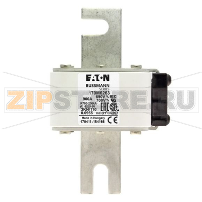 Предохранитель, 900 A, AC 690 В, 200 кА, DIN 3, aR, DIN, IEC Eaton FUSE 900A 690V 3KN/110 AR UC 