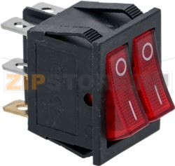 ВЫКЛЮЧАТЕЛЬ ДВОЙНОЙ КРАСНЫЙ 16А 250В 