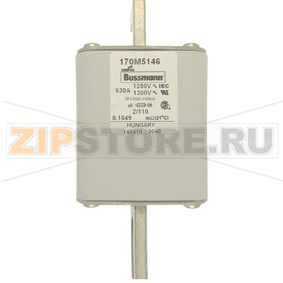 Предохранитель, 630 A, AC 1250 В, 100 кА, size 2, 61x75x138 мм, aR, DIN, IEC Eaton FUSE 630A 12 