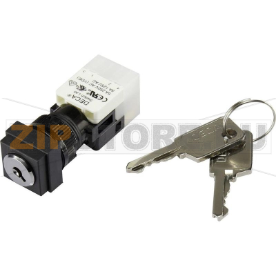 Переключатель ключевой 250 В/AC, 5 А, 1 x вкл/выкл/вкл, 2x90°, 1 шт DECA ADA16K6-AS0-DF 