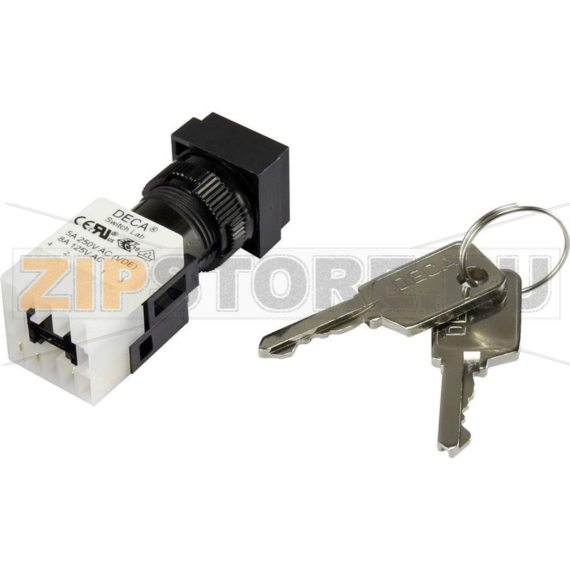 Переключатель ключевой 250 В/AC, 5 А, 1 x вкл/выкл/вкл, 2x90°, 1 шт DECA ADA16K6-AS0-DF 