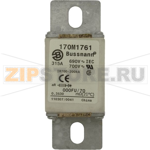 Предохранитель, 315 A, DC 750 В, 50 кА, size 000, 24x36x96 мм, aR, IEC UL Eaton FUSE 315A 750V 